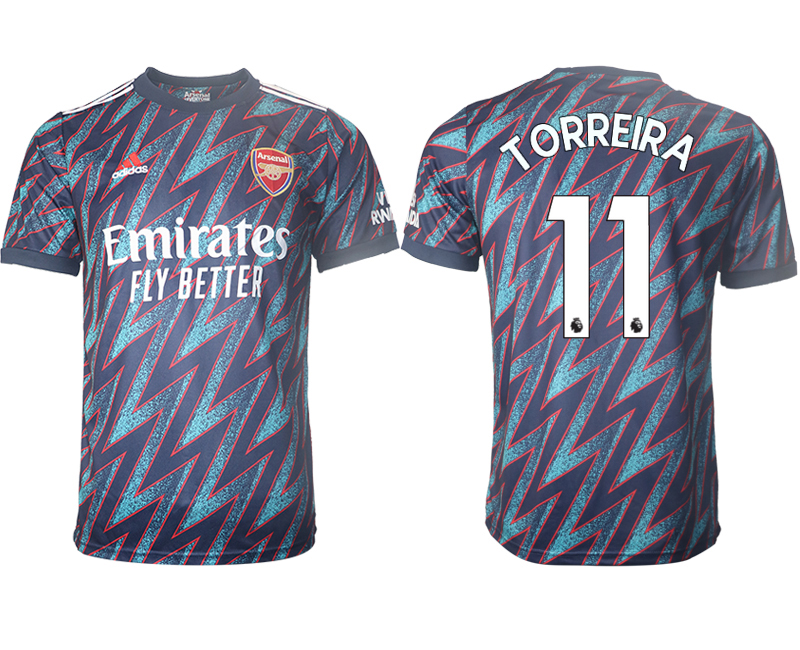 Men 2021-2022 Club Arsenal Second away aaa version blue #11 Soccer Jersey